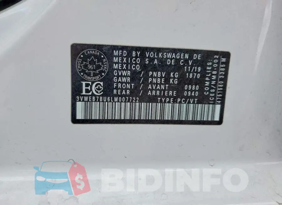 3VWEB7BU6LM007722 Photo# 12
