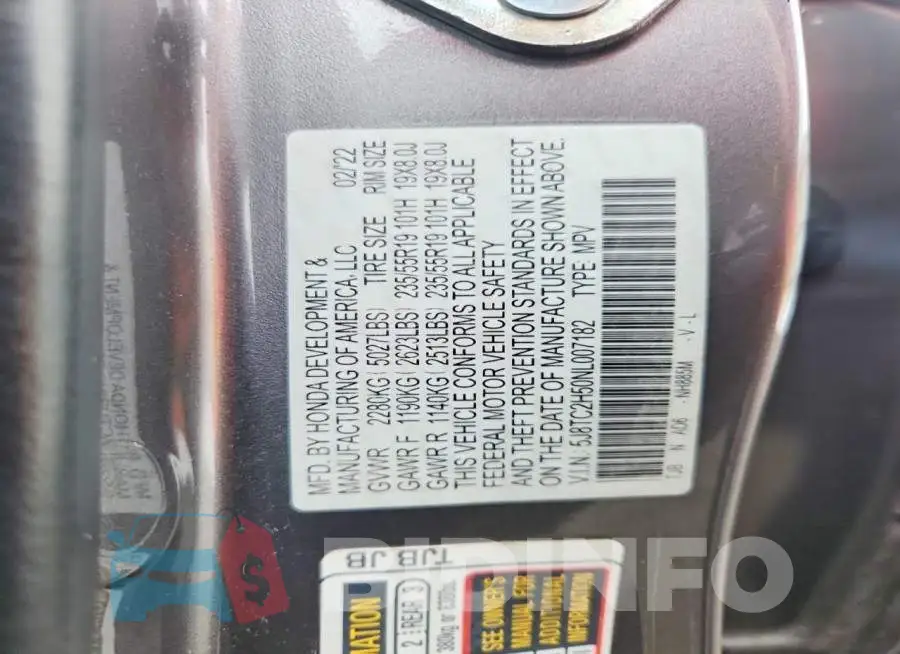 5J8TC2H50NL007182 Photo# 13