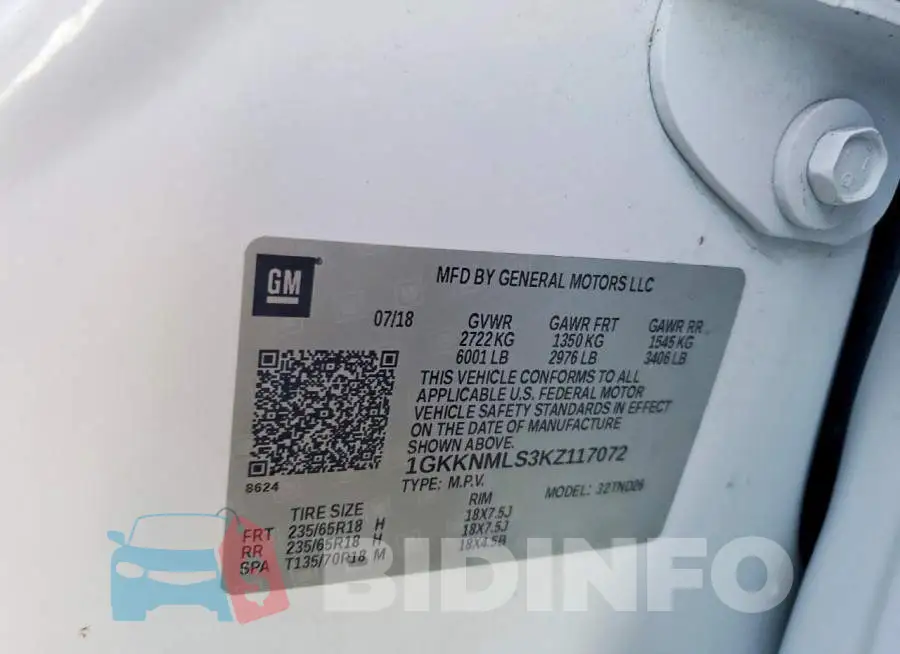 1GKKNMLS3KZ117072 Photo# 13