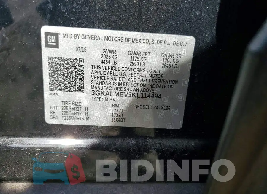 3GKALMEV3KL114494 Photo# 14
