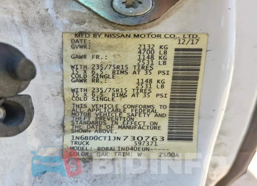 1N6BD0CT1JN730763 Photo# 12