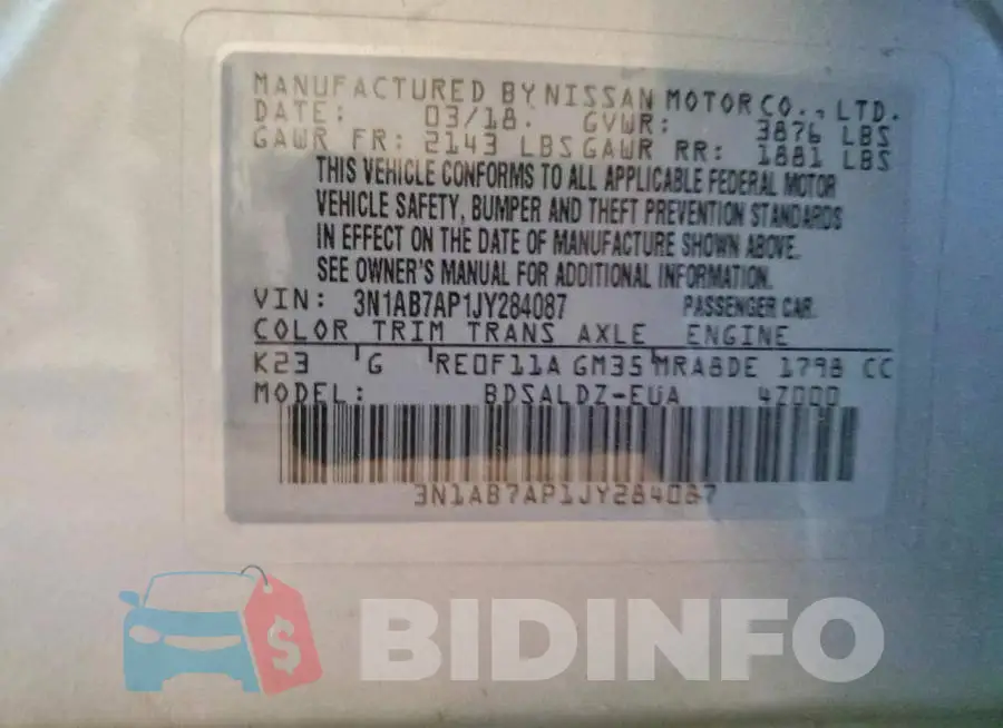 3N1AB7AP1JY284087 Photo# 12