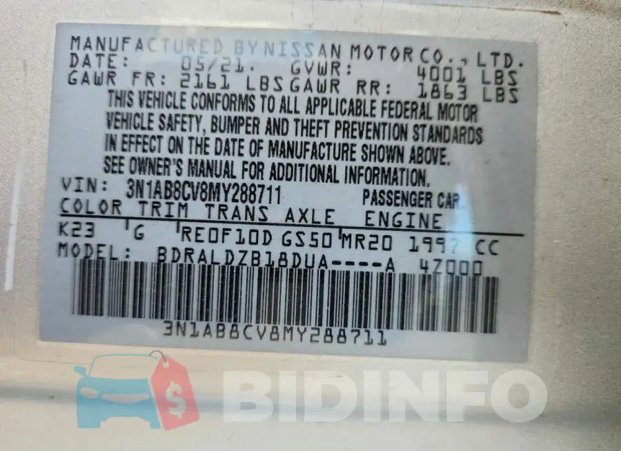 3N1AB8CV8MY288711 Photo# 13