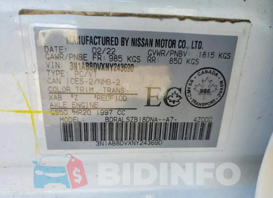 3N1AB8DVXNY243690 Photo# 13