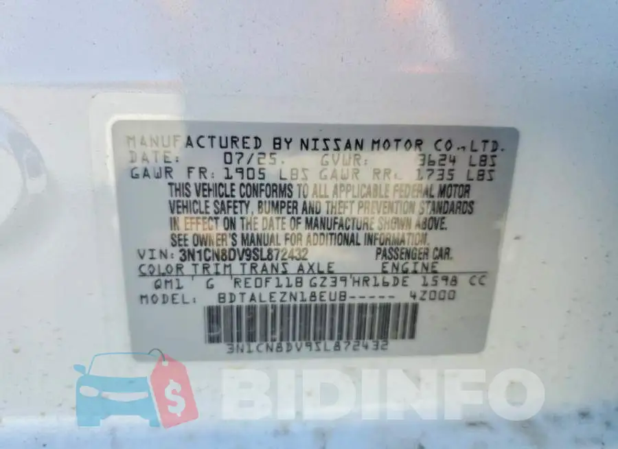 3N1CN8DV9SL872432 Photo# 13