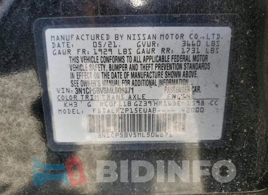 3N1CP5BV5ML506871 Photo# 12