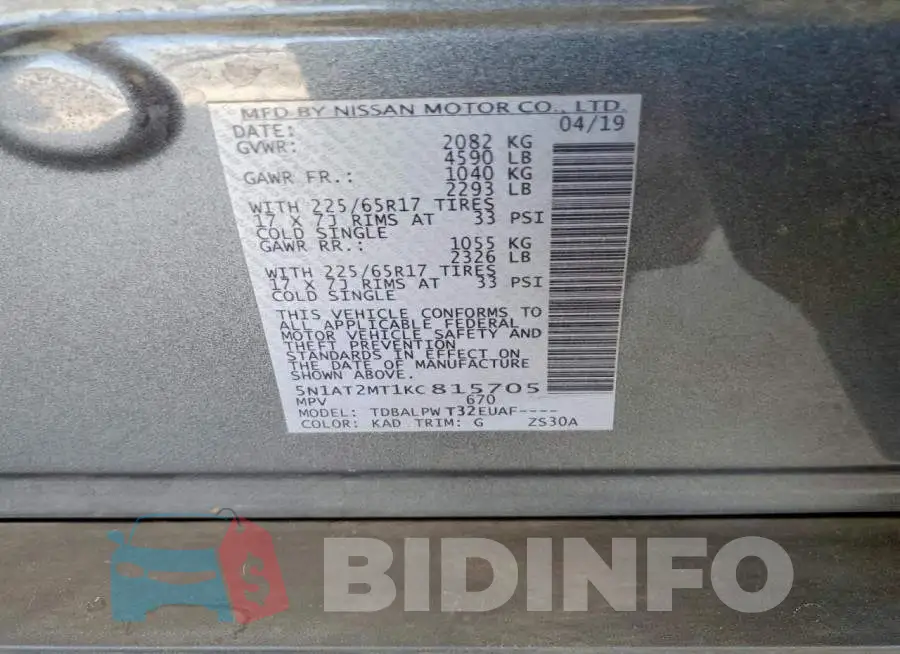 5N1AT2MT1KC815705 Photo# 12