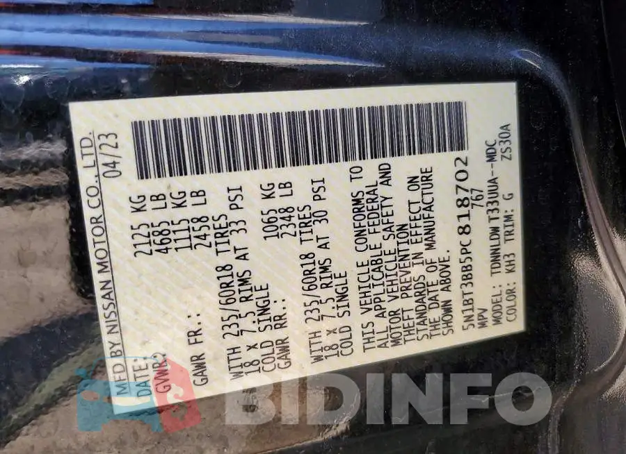 5N1BT3BB5PC818702 Photo# 12