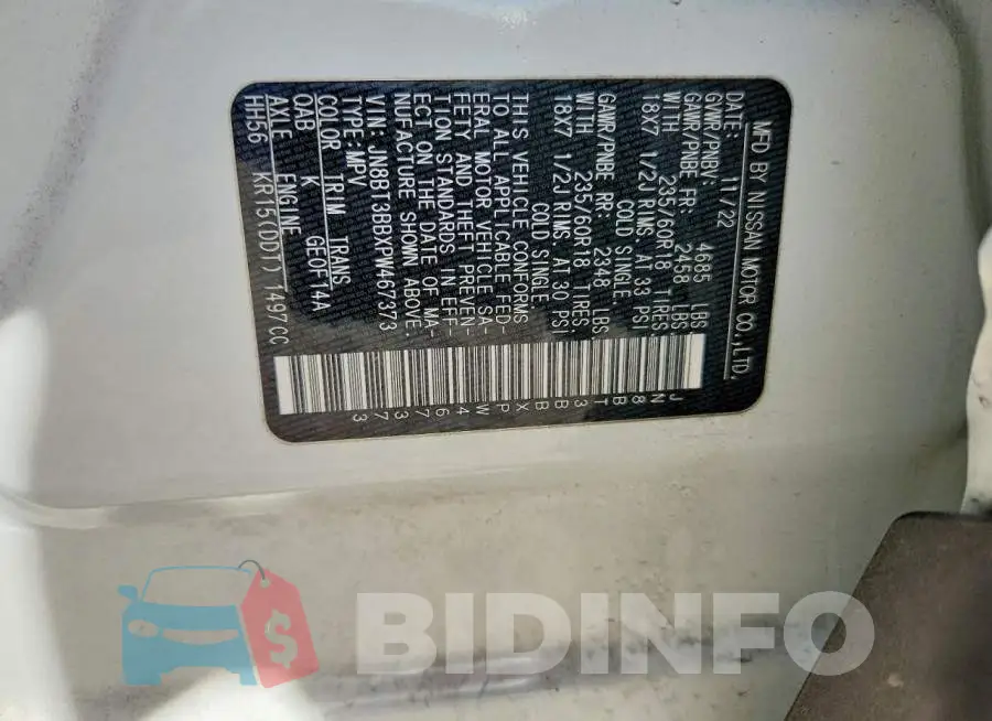 JN8BT3BBXPW467373 Photo# 12