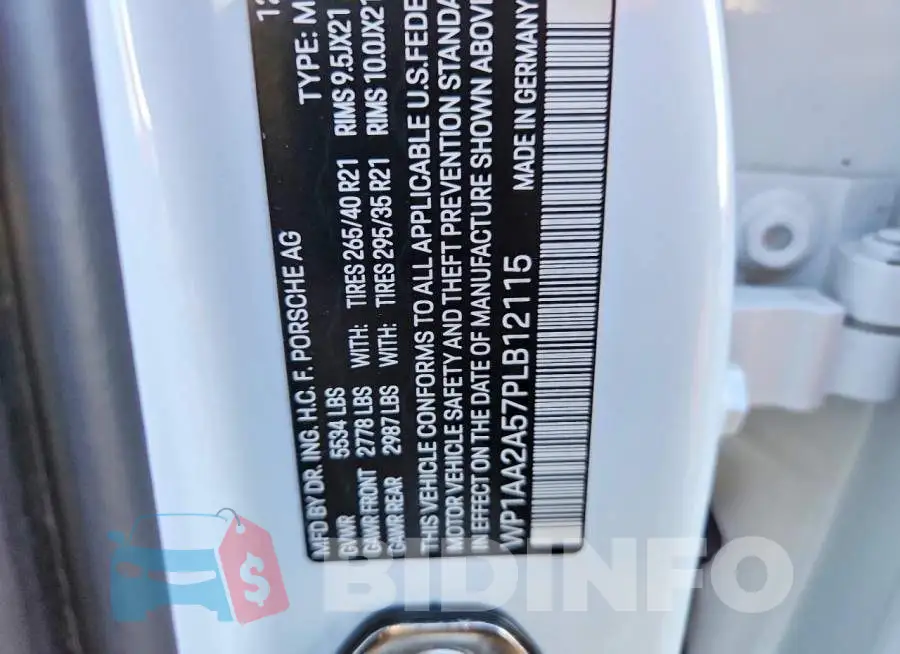 WP1AA2A57PLB12115 Photo# 13