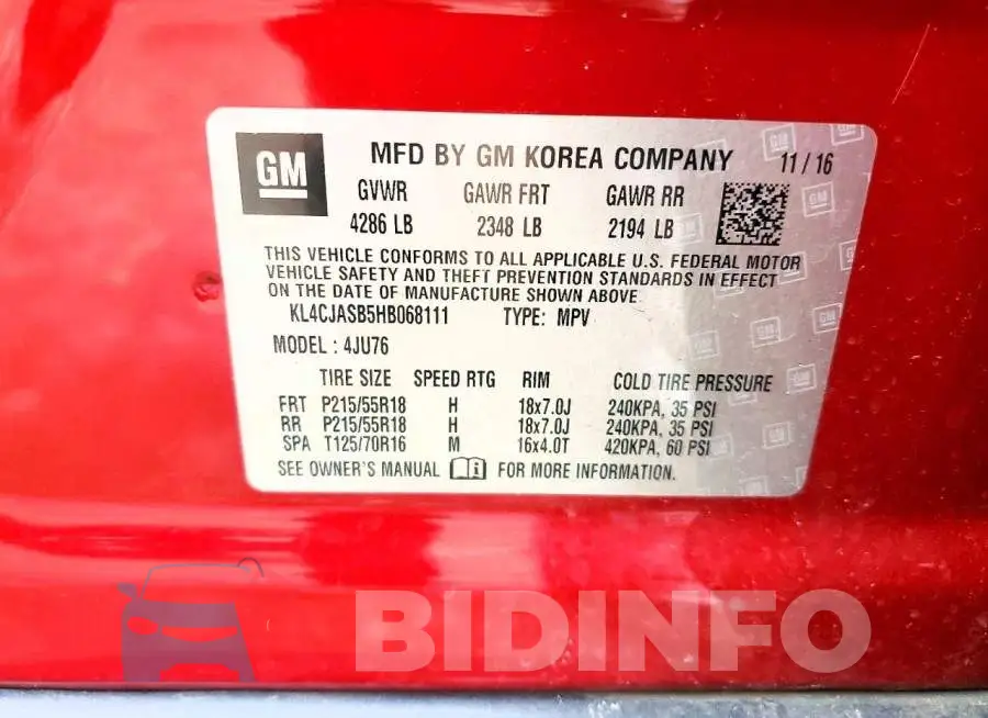 KL4CJASB5HB068111 Photo# 13
