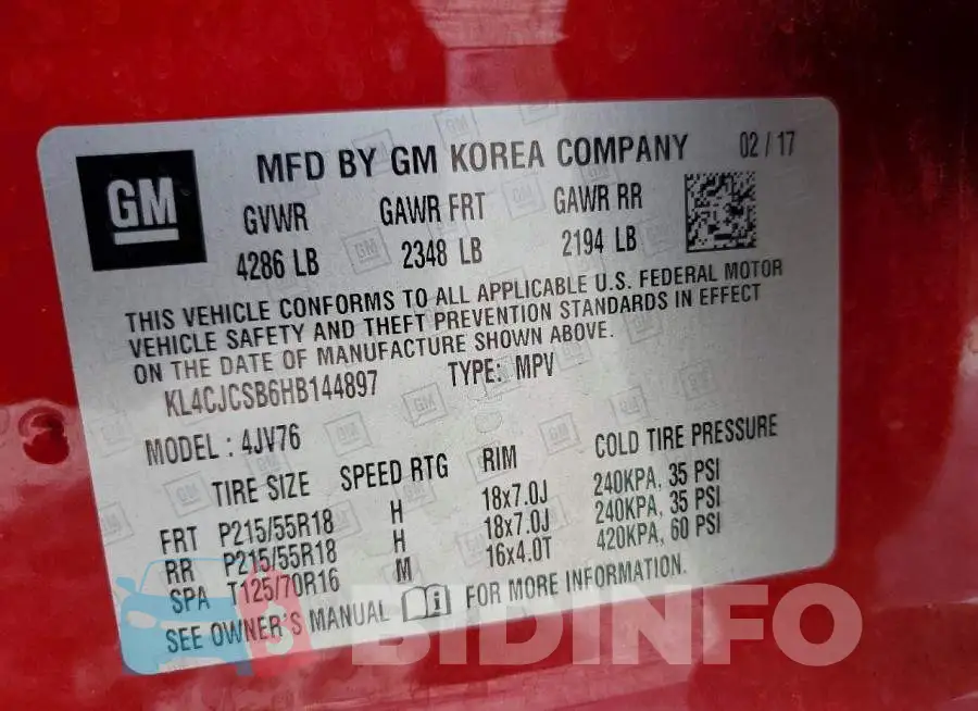 KL4CJCSB6HB144897 Photo# 13