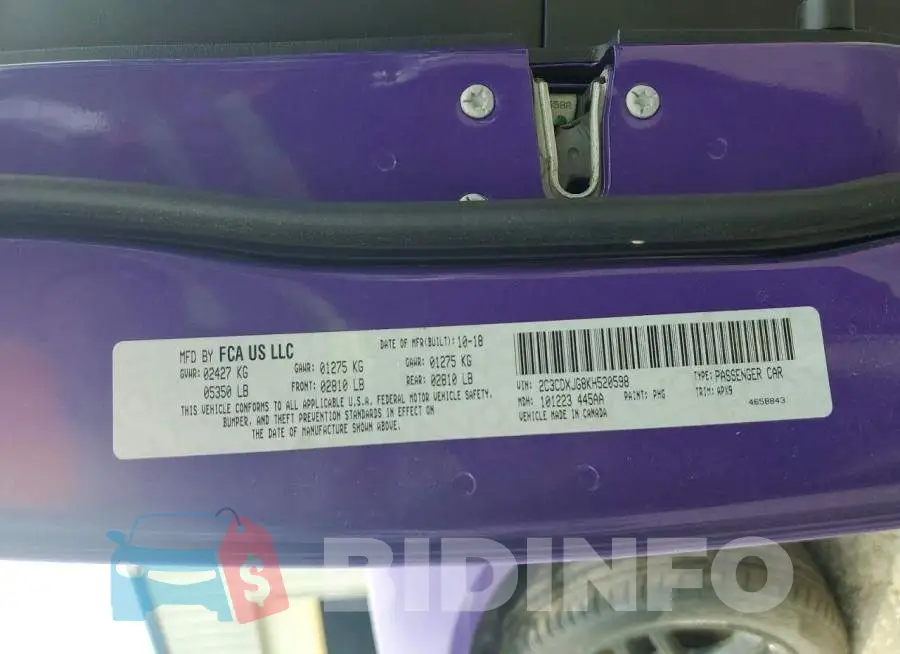 2C3CDXJG8KH520598 Photo# 13