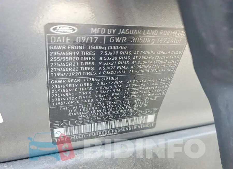 SALGS2FV5HA372357 Photo# 12
