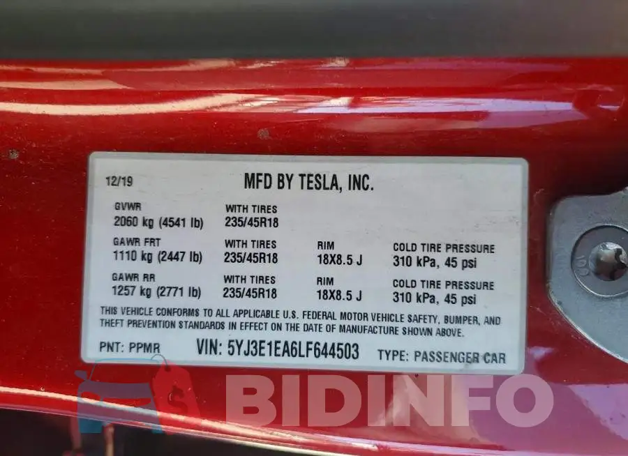 5YJ3E1EA6LF644503 Photo# 13
