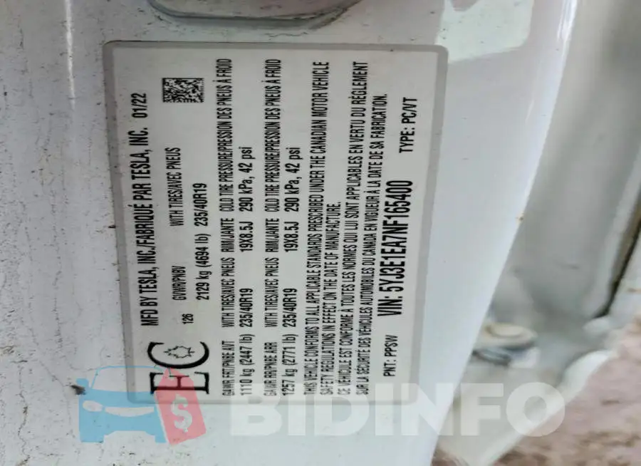 5YJ3E1EA7NF165400 Photo# 12