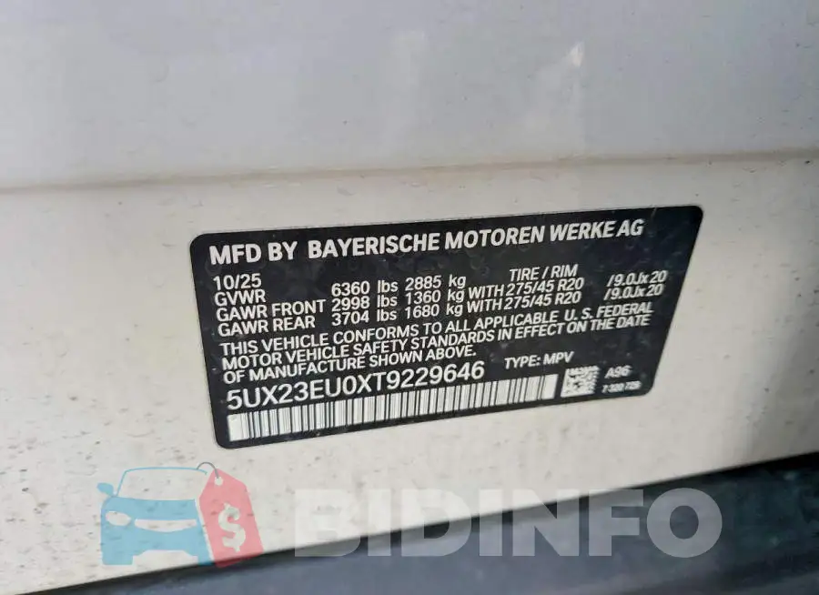 5UX23EU0XT9229646 Photo# 13