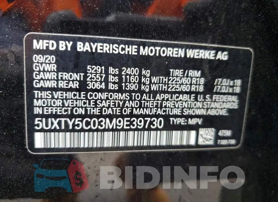 5UXTY5C03M9E39730 Photo# 13
