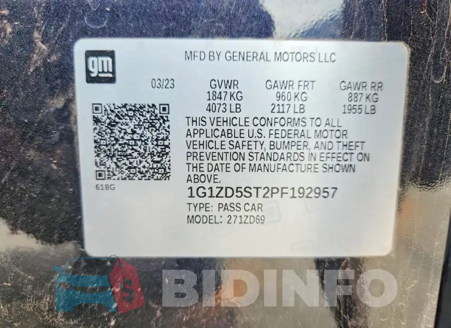 1G1ZD5ST2PF192957 Photo# 12