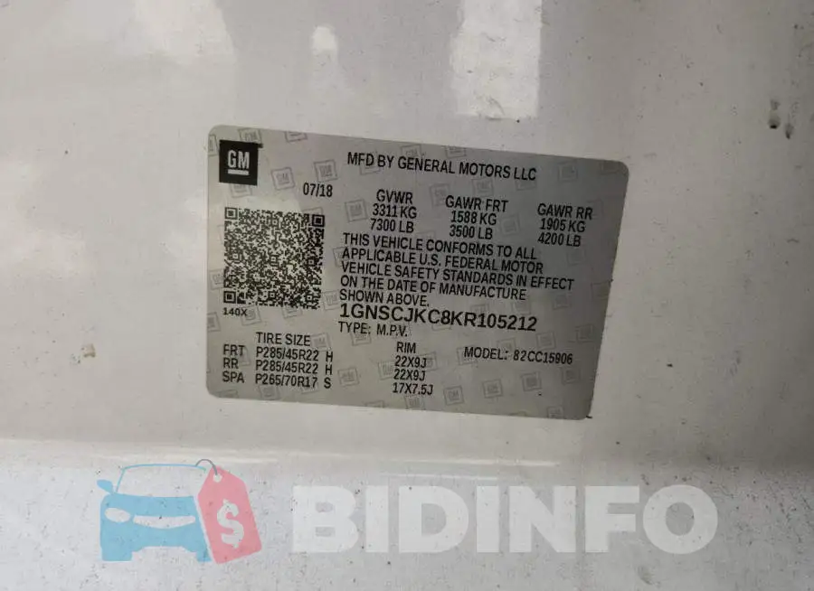 1GNSCJKC8KR105212 Photo# 13