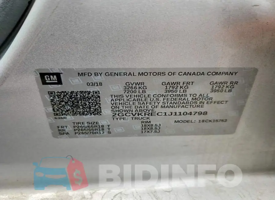 2GCVKREC1J1104798 Photo# 12