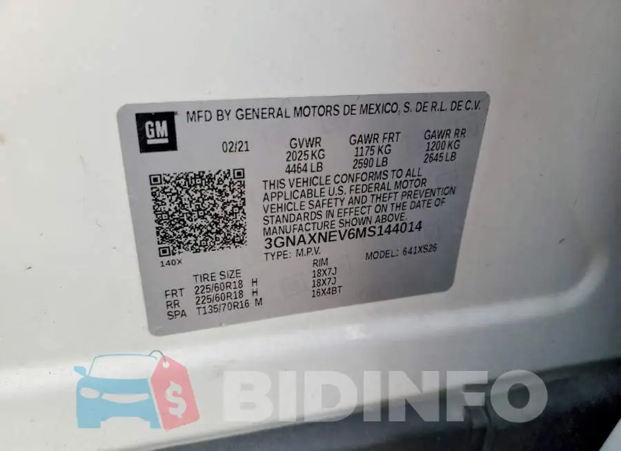 3GNAXNEV6MS144014 Photo# 13