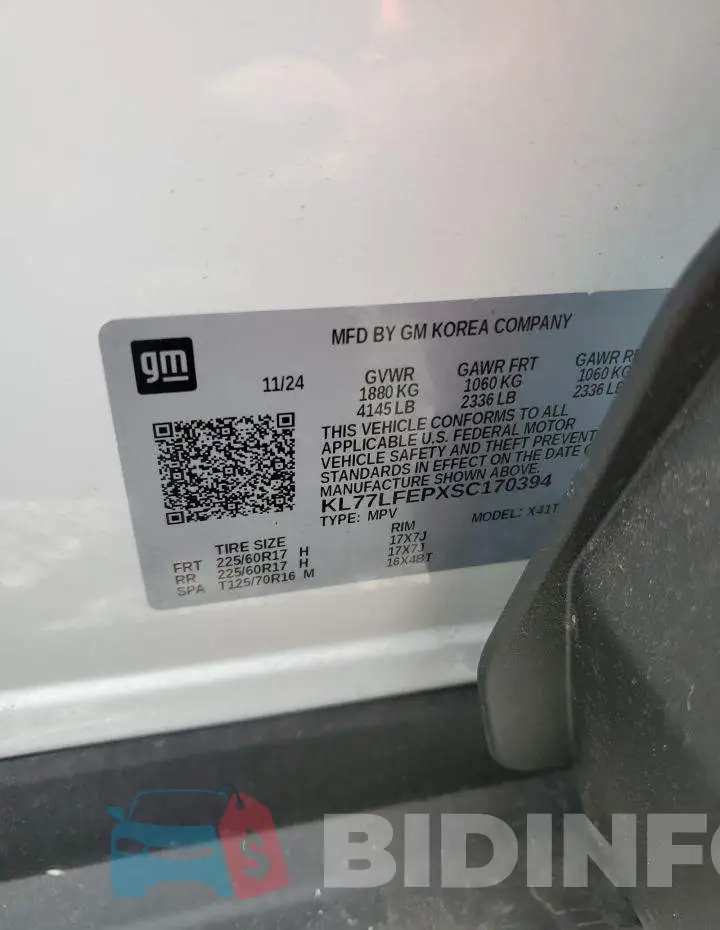 KL77LFEPXSC170394 Photo# 13