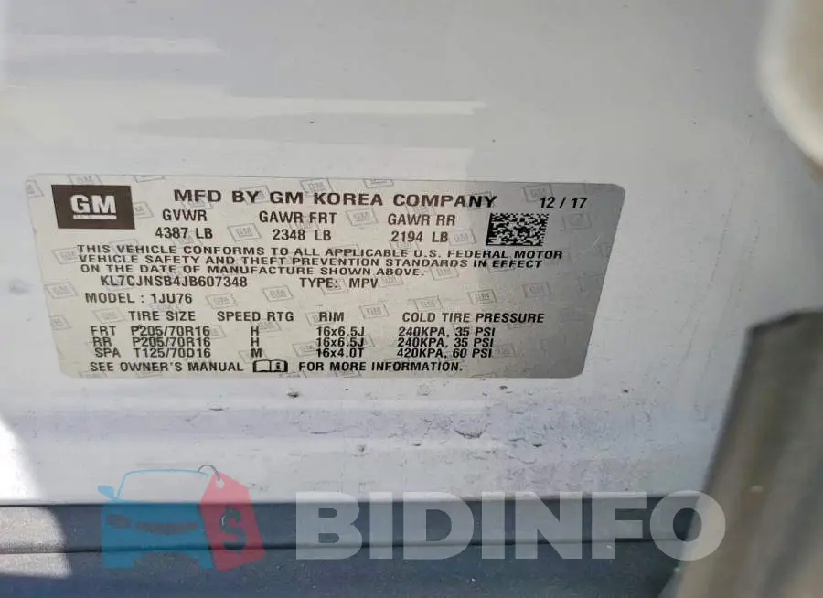 KL7CJNSB4JB607348 Photo# 13