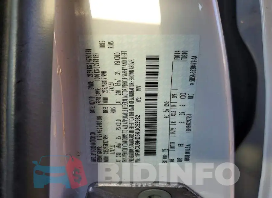1FMCU9HD5KUC53982 Photo# 13