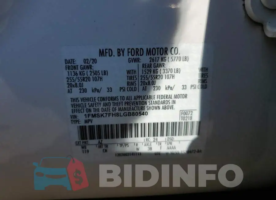 1FMSK7FH8LGB80540 Photo# 14