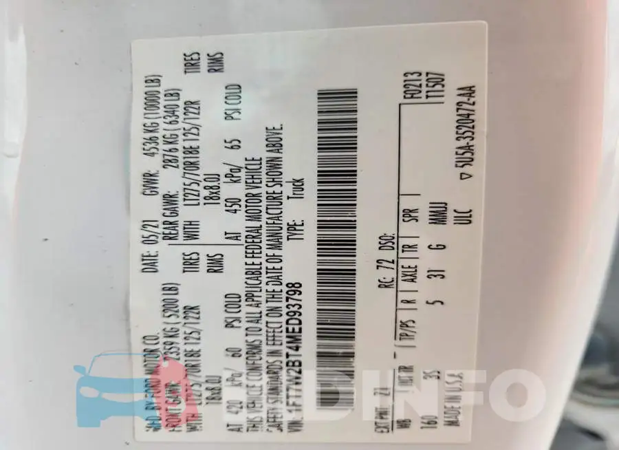 1FT7W2BT4MED93798 Photo# 12