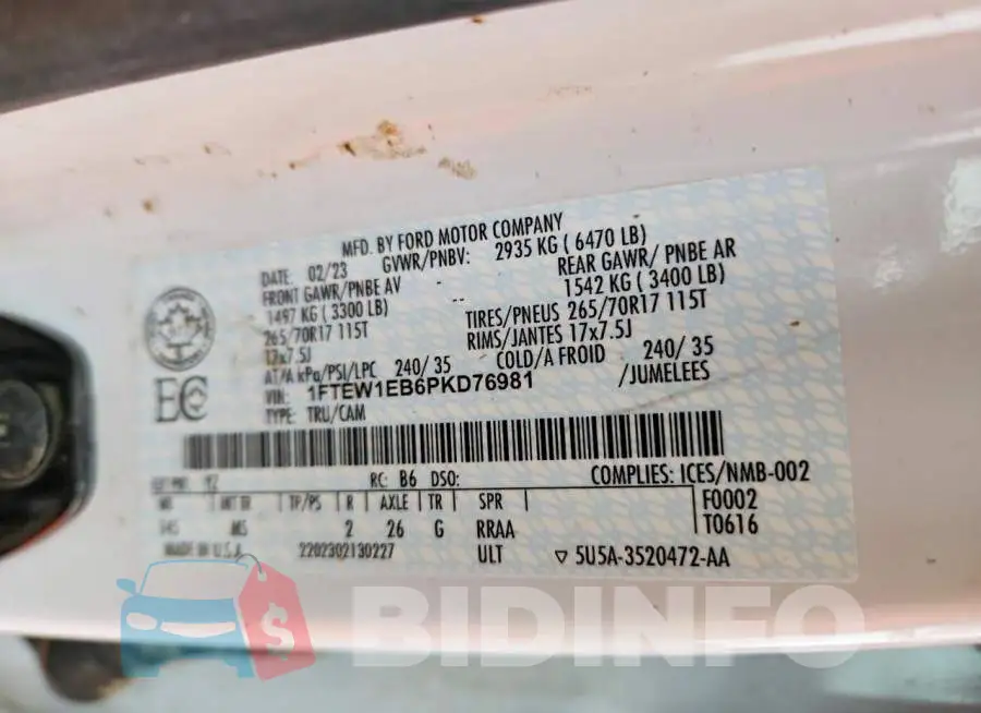 1FTEW1EB6PKD76981 Photo# 12