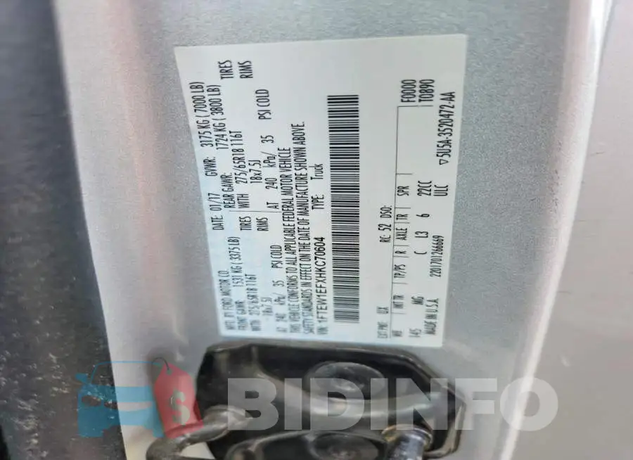 1FTEW1EFXHKC70604 Photo# 12