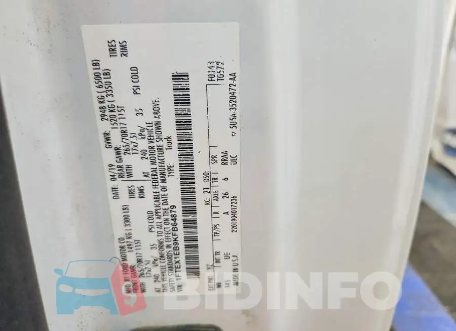 1FTEX1EB9KFB64879 Photo# 12