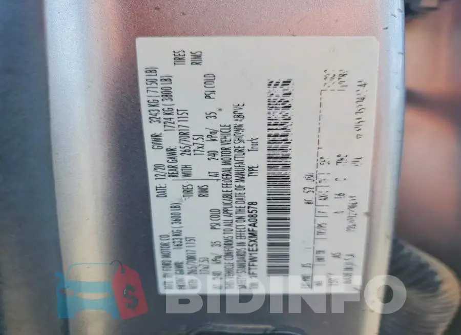1FTFW1E5XMFA08578 Photo# 12