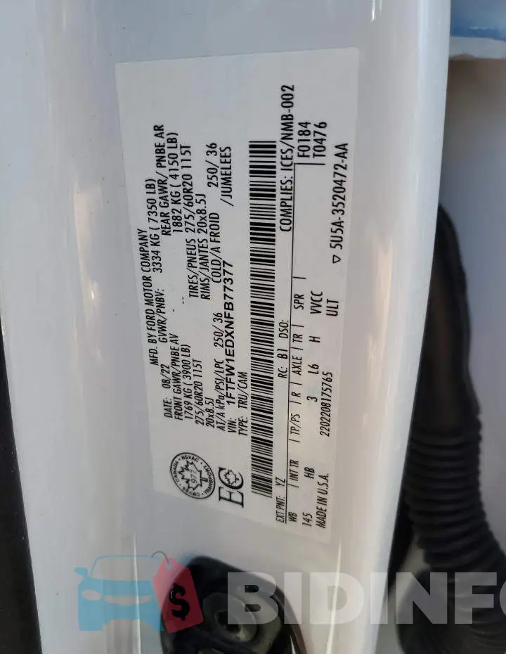 1FTFW1EDXNFB77377 Photo# 13
