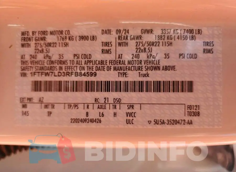 1FTFW7LD3RFB84599 Photo# 12