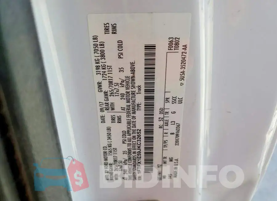 1FTFX1E59JKC32652 Photo# 12