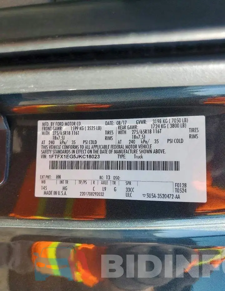 1FTFX1EG5JKC18023 Photo# 12