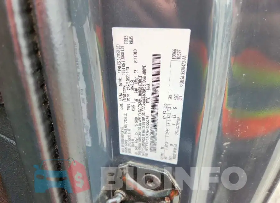 1FTFX1EGXHKC00076 Photo# 12