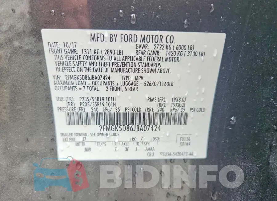2FMGK5D86JBA07424 Photo# 13