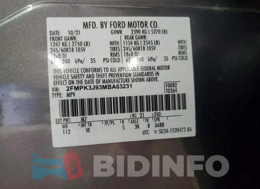 2FMPK3J93MBA63231 Photo# 14