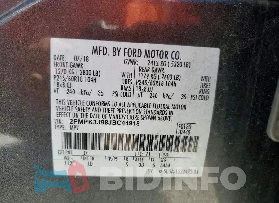 2FMPK3J98JBC44918 Photo# 13