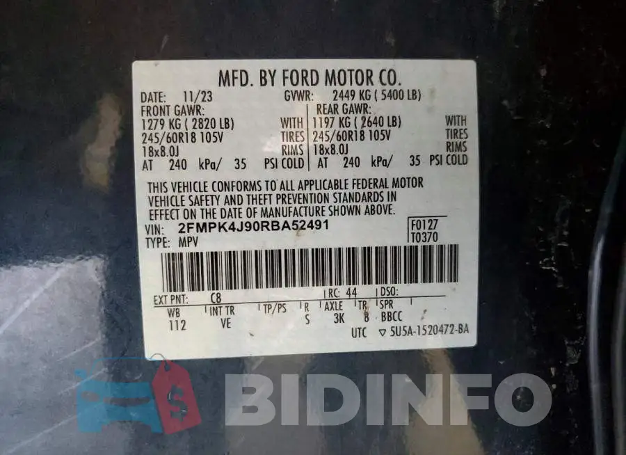 2FMPK4J90RBA52491 Photo# 14