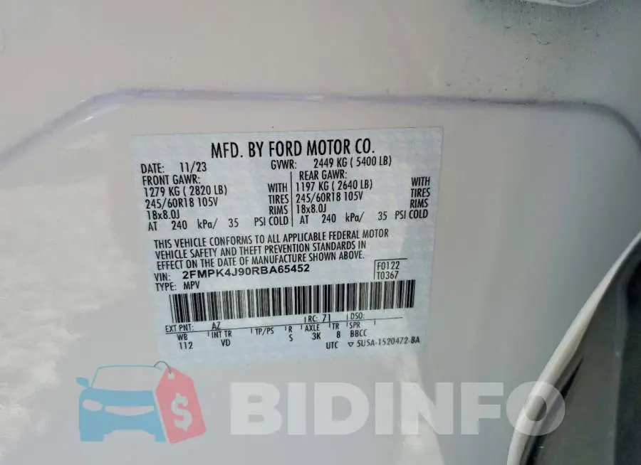 2FMPK4J90RBA65452 Photo# 12