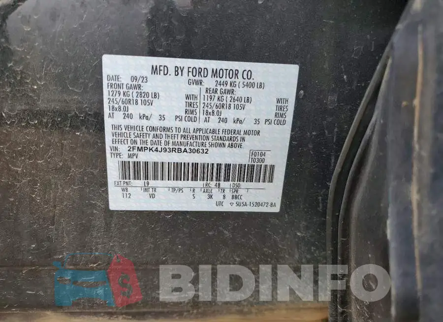 2FMPK4J93RBA30632 Photo# 14