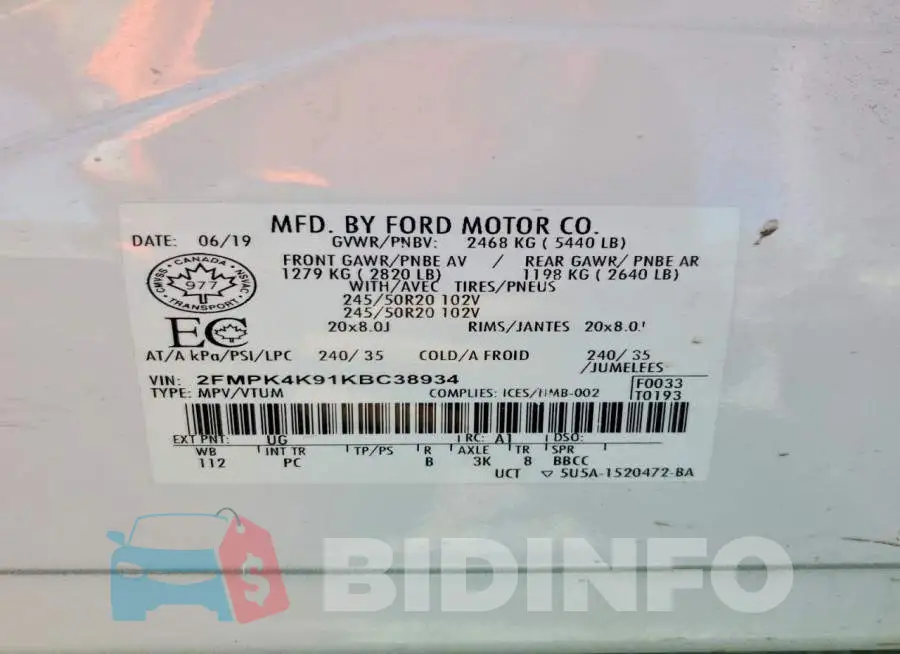 2FMPK4K91KBC38934 Photo# 14