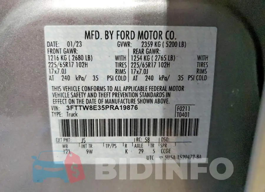 3FTTW8E35PRA19876 Photo# 13
