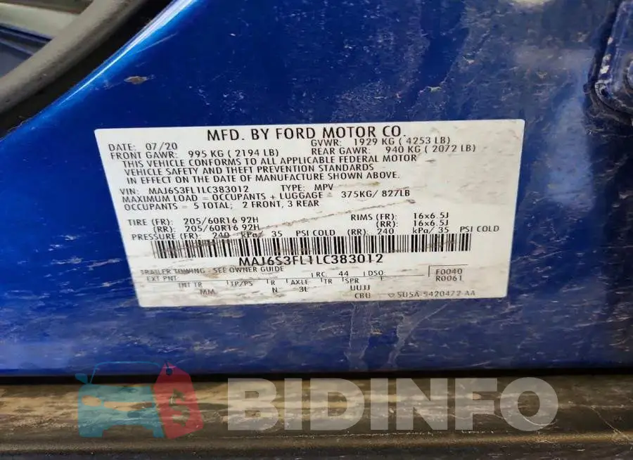 MAJ6S3FL1LC383012 Photo# 13