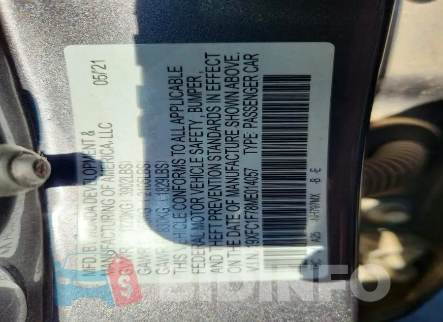 19XFC1F78ME014057 Photo# 12